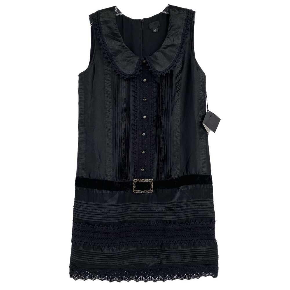Anna Sui Black Pleated Lace Collared Mini Dress | Size S